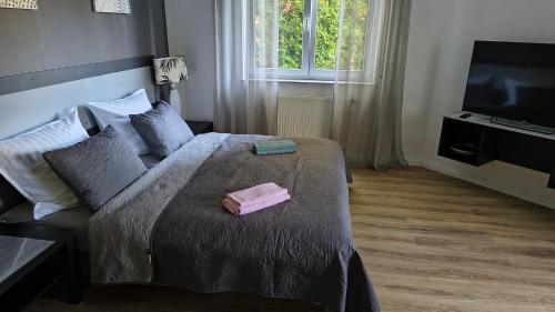Postel nebo postele na pokoji v ubytování am Waltersberg