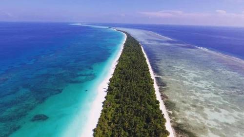 an aerial view of an island in the ocean at Rihiveli inn 