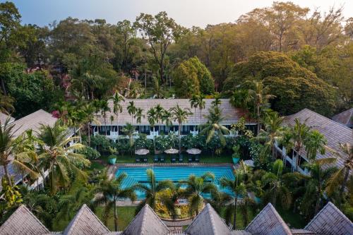 an aerial view of a resort with a swimming pool at Shinta Mani Angkor in Siem Reap