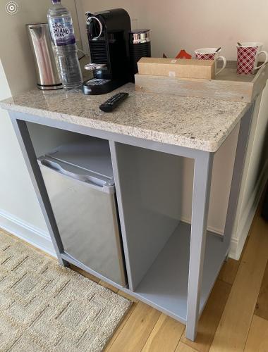 a kitchen island with a counter top and a drawer at Rooms near Weston-super-Mare in Uphill