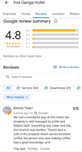 a screenshot of the imama ganga hotel website at Ima Ganga Hotel - Aesthetic, Quite Mountain View Rooms with netflix, free airport pickup for 7 or more nights booking in Rishīkesh