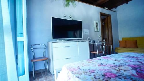 a bedroom with a tv on top of a dresser at Rifugio Nel Bosco in Rieti