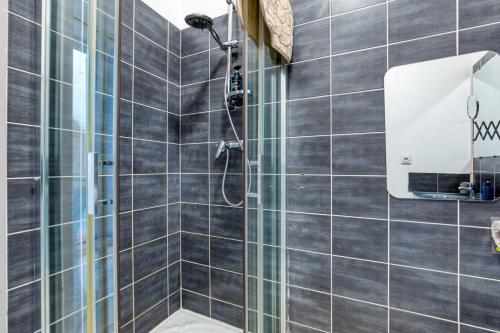 une salle de bain avec douche et toilettes dans l'établissement Appartement La Lumineuse, à Béziers