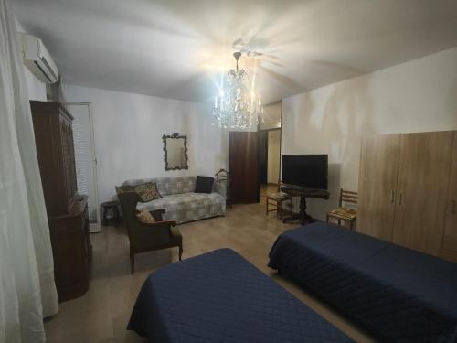 Antonelli apartments في نوفارا: غرفة معيشة بها سرير وأريكة