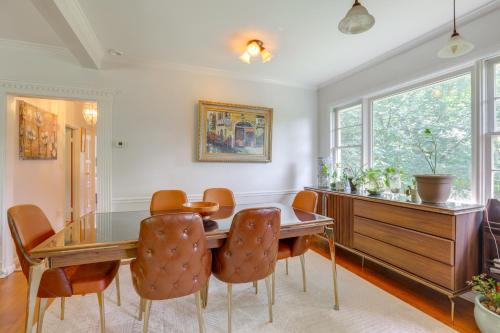a dining room with a table and chairs at Walk to Restaurants New Hope Home with Deck and Yard! in New Hope