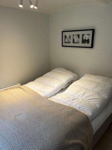 Dos camas una al lado de la otra en una habitación. en Sølystvej 16B, en Saeby
