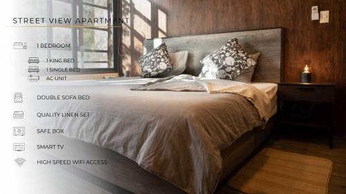 1 dormitorio con 1 cama grande sidx sidx sidx sidx en 202 Walk the City Center 1bdrm 2bath AC Apt, en Ciudad de México