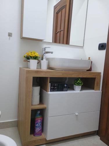 a bathroom vanity with a sink and a mirror at Casa Eva Roreto in Roure Turin