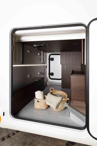 a view of the inside of a rv with baskets at Lodge Camper am Rursee Deine Eifel Auszeit in Simmerath