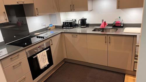 a kitchen with a stove and a sink at Jewel of Chelmsford in Moffat