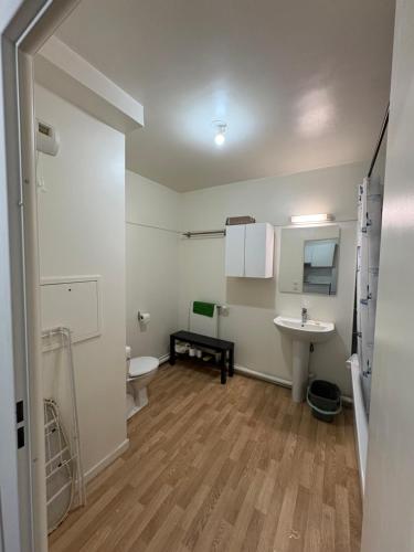 a small bathroom with a sink and a toilet at Bon77 in Noisiel