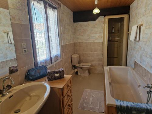 a bathroom with a sink and a tub and a toilet at Maison à Gérardmer avec vue sur montagnes, garage et jardin - FR-1-589-776 in Gérardmer