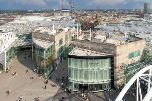 an aerial view of buildings in a city at Bull Ring Apartment City Views Free Parking in Birmingham