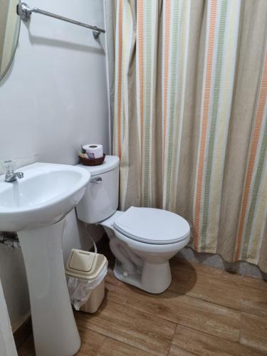 een badkamer met een wit toilet en een wastafel bij URMA 2 in Barranca