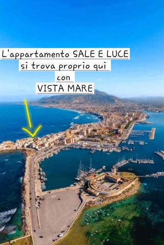 an aerial view of a city and the ocean at SALE E LUCE in Trapani