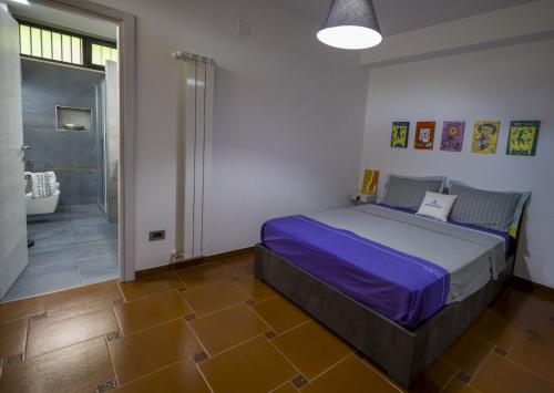 a bedroom with a bed and a walk in shower at B&B Le Giadali in Praia a Mare