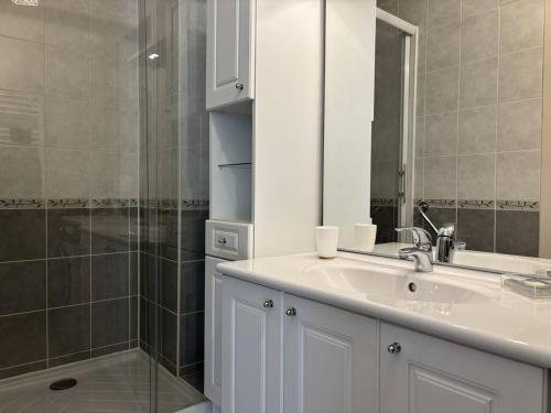 a bathroom with a sink and a shower at Appartement au cœur de Villard de Lans avec grande terrasse et double garage - FR-1-548-47 in Villard-de-Lans