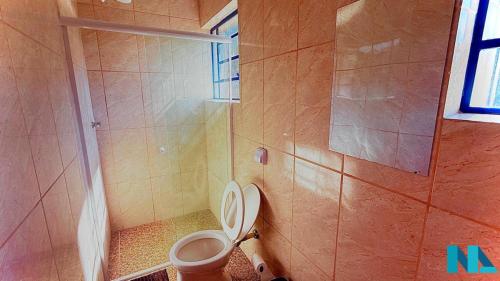 a bathroom with a toilet and a shower at Suítes por Temporada em Amparo NÃO SOMOS POUSADA in Amparo