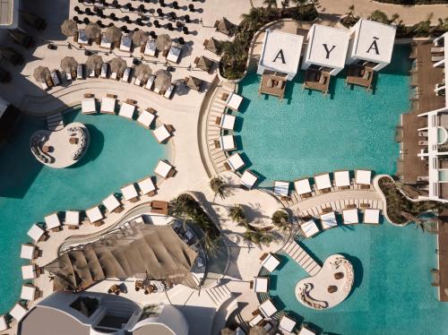 an aerial view of a resort with two pools at Aya Resort - Adults Only in Ayia Napa