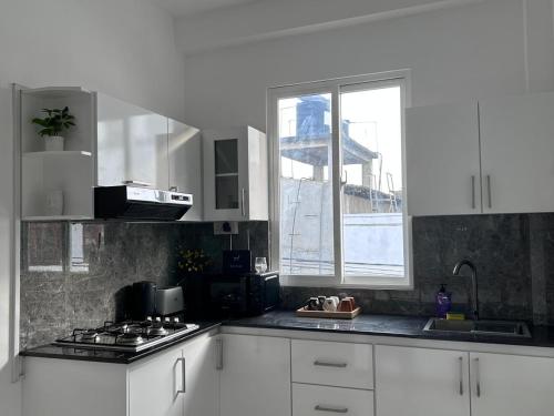 Kuchyň nebo kuchyňský kout v ubytování White Terrace Apartments