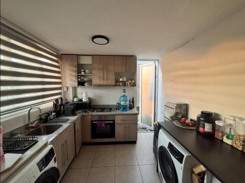 a kitchen with a sink and a dishwasher at Casa San Francisco Las Viscachas in Santiago