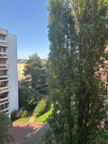 a view of a tree next to a building at Chambre Cosy proche Paris Dysneyland in Neuilly-sur-Marne