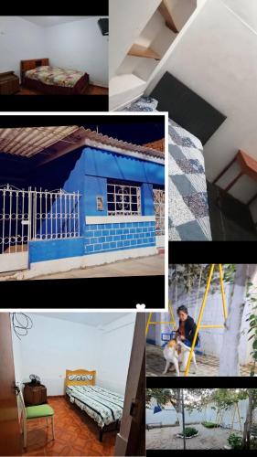 a collage of pictures of a house and a dog at Casa Hospedaje Reyes Pacasmayo in Pacasmayo