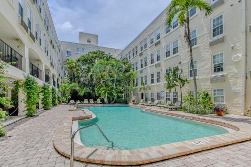 a swimming pool in the middle of a building at Coastal View Terrace in Palm Beach