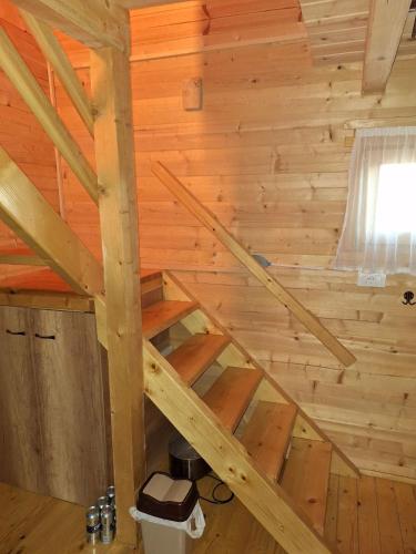 a room in a log cabin with wooden walls at Brvnara Luni in Kruševac
