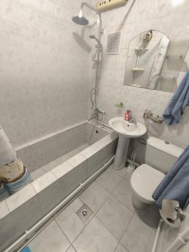 un bagno con doccia, WC e lavandino di GRIG's home a Yerevan