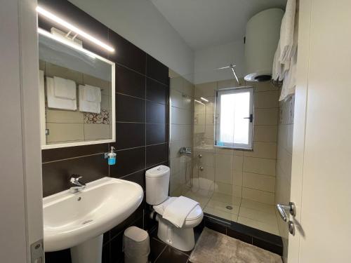a bathroom with a sink and a toilet at Casa Di SI in Përmet
