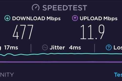 a screenshot of a cell phone screen with the speediest and upperamps at Newly Rebuilt Ultra Clean Designer Home in Cupertino