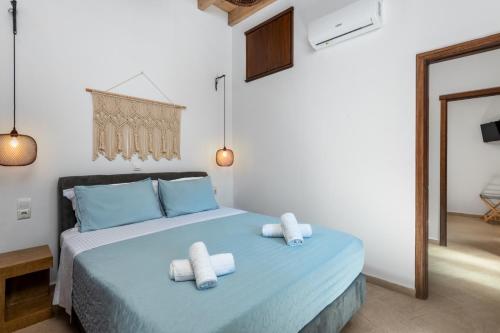 Katil atau katil-katil dalam bilik di Villa Claudia in Lardos