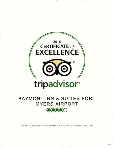 Certifikát, hodnocení, plakát nebo jiný dokument vystavený v ubytování Baymont by Wyndham Fort Myers Airport