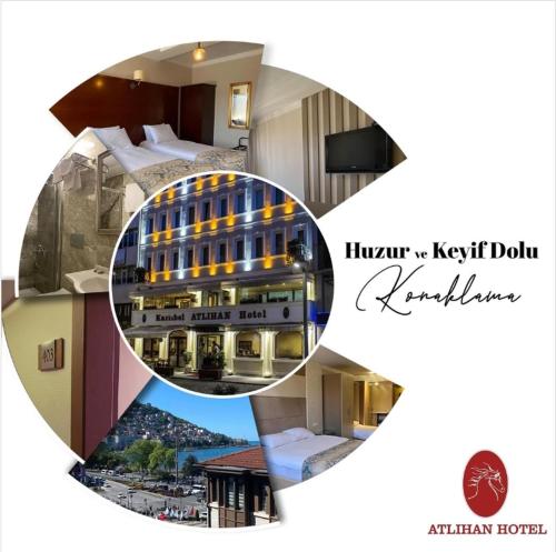 a collage of four pictures of a hotel at Atlıhan Hotel in Ordu