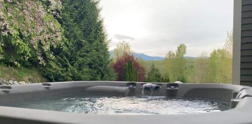 a bath tub filled with water with two elephants in it at Mountain View Estate Forest Hot Tub Full Arcade in Snohomish