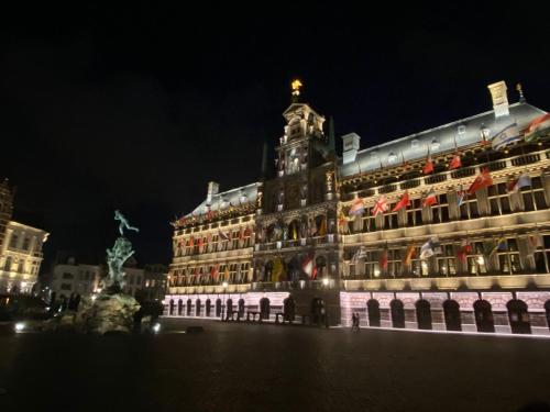 a large building with a statue in front of it at Grote Markt suite 3 in Antwerp