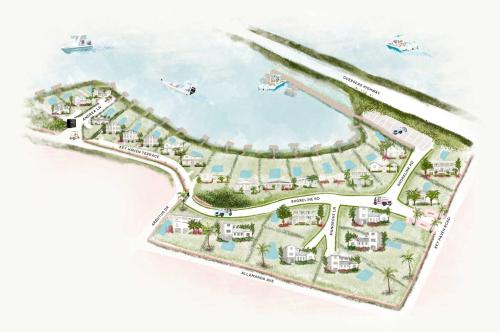 a conceptual map of a resort complex at Spindrift House -Huge Pool, Dock in Stock Island