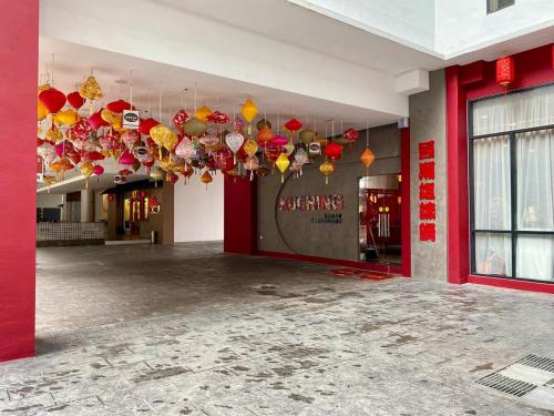 a room with many chinese balls hanging from the ceiling at The Podium-Studio-Free 1 Parking-6 Pax-D335B in Kuching