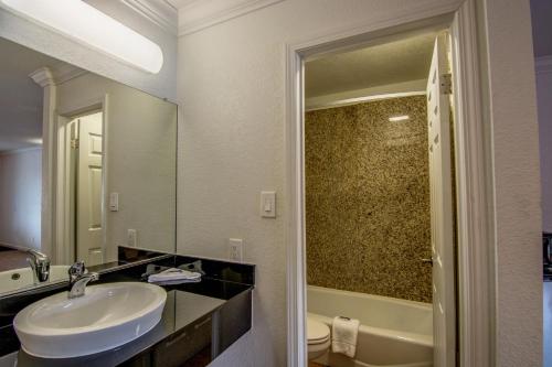 a bathroom with a sink and a mirror at Manteca, CA in Manteca