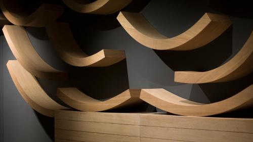 a room with wooden walls and a wooden furniture at Arantza Hotela - Boutique Hotel "Adults Only" in Arantza
