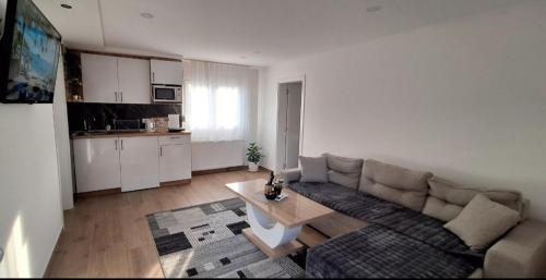 a living room with a couch and a table at Apartman Živković in Leskovac