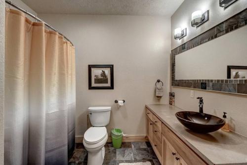 a bathroom with a toilet and a sink at Holy Terror Chalet At Terry Peak Ski Resort in Lead