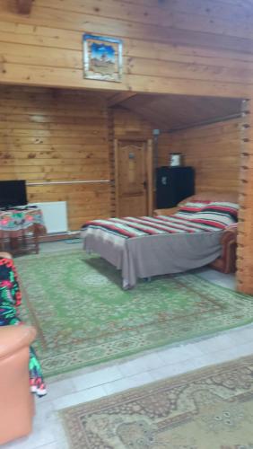 a bedroom with two beds and a rug at Casa Leo in Cristur