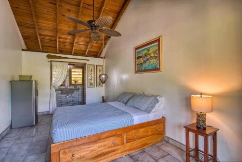a bedroom with a bed and a ceiling fan at Camp Bay Lodge in Camp Bay