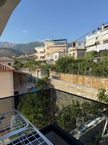 a view from the balcony of a building at Vironas Hotel in Himare