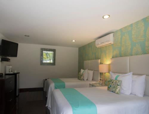 a hotel room with two beds and a tv at Colombe Hotel Boutique in Xalapa