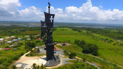 an aerial view of a monument in a field at Casita Linda in Arecibo