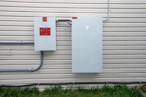 a wall with an electrical box on the side of a building at 3 Bedroom Modern Getaway with Hot Tub and Pet Friendly in Sudbury