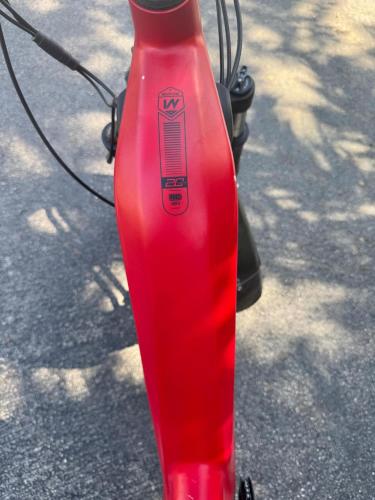 a close up of the front end of a red bike at Las Olas Hammocks Unit 2 By Pmi in Fort Lauderdale
